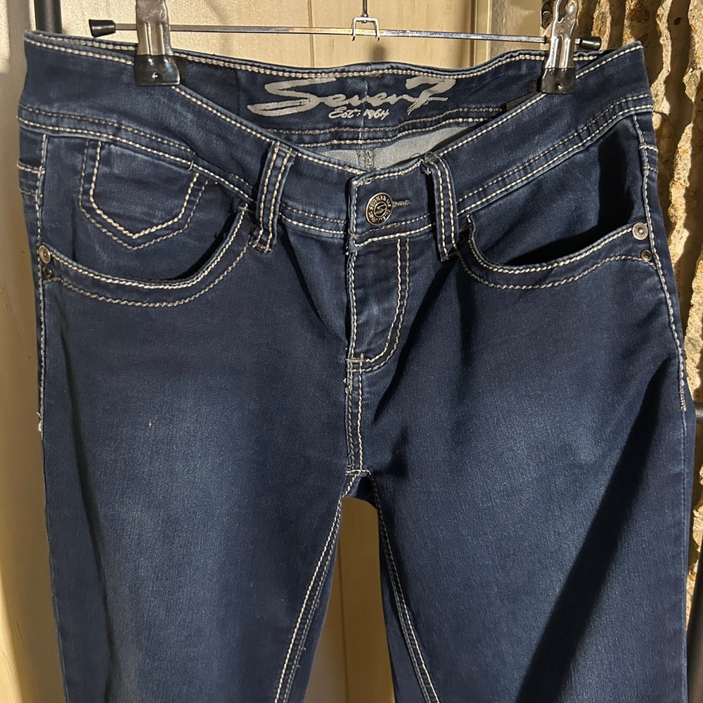 Seven Jeans Mid Rise Dark Wash Rocker Slim Bootcut Women’s Sz 2 - Picture 3 of 10